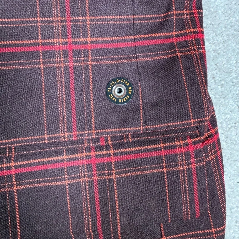 G-Star Raw Denim Men's XL Plaid Blazer Jacket Burgundy Red South East D
